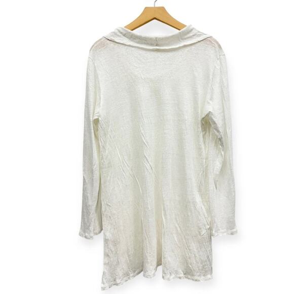 Match Point Cowl Neck 100% Linen Long Sleeve White Tunic size Large - Picture 6 of 6